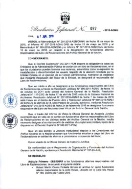 Resolución Jefatural N° 087-2018-AGN/J