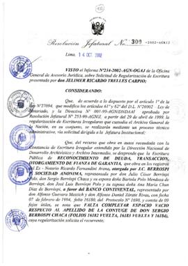Resolución Jefatural N° 300-2002/AGN/J