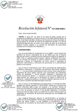 Resolución Jefatural N° 110-2020-AGN/J