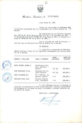 Resolución Directoral N° 11-84-AGN/OA