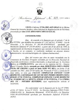 Resolución Jefatural N° 325-2002/AGN/J