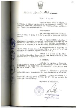 Resolución Jefatural N° 080-1985/AGN/J
