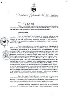Resolución Jefatural N° 170-2012-AGN/J