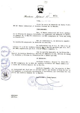 Resolución Jefatural N° 070-1988/AGN/J