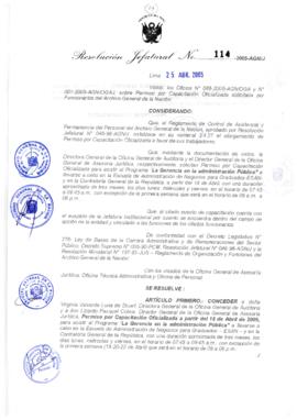 Resolución Jefatural N° 114-2005-AGN/J