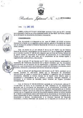 Resolución Jefatural N° 023-2012-AGN/J