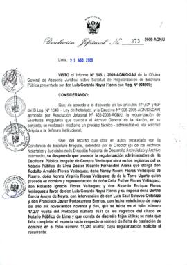 Resolución Jefatural N° 373-2009-AGN/J