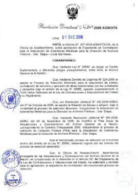 Resolución Directoral N° 067-2006-AGN/OTA