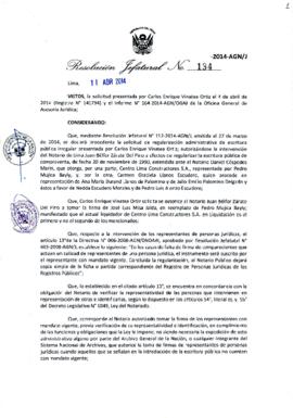 Resolución Jefatural N° 134-2014-AGN/J