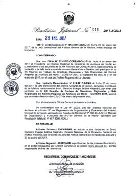Resolución Jefatural N° 016-2017-AGN/J
