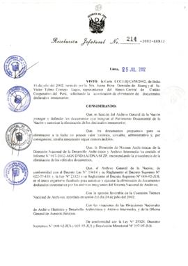 Resolución Jefatural N° 214-2002/AGN/J