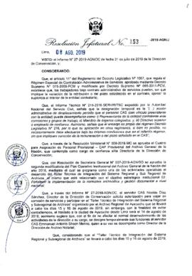 Resolución Jefatural N° 153-2019-AGN/J