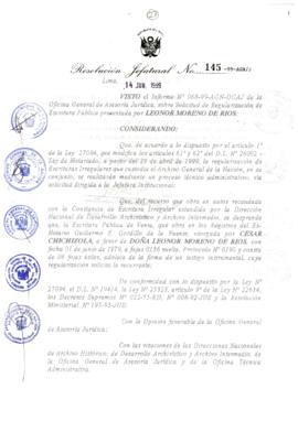 Resolución Jefatural N° 145-1999/AGN/J