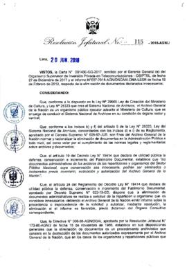 Resolución Jefatural N° 115-2018-AGN/J