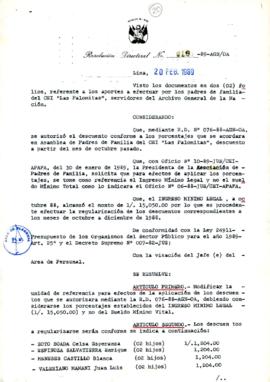 Resolución Directoral N° 019-89-AGN/OA