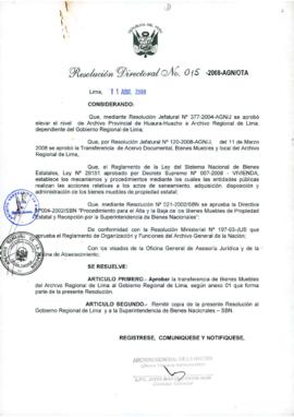 Resolución Directoral N° 015-2008-AGN/OTA