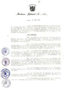 Resolución Jefatural N° 052-1993/AGN/J