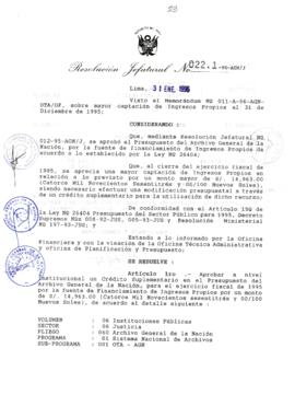 Resolución Jefatural N° 022-1-1996/AGN/J