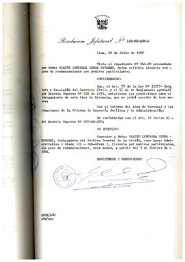 Resolución Jefatural N° 122-1982/AGN/J