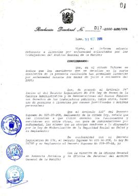 Resolución Directoral N° 017-2000-AGN/OTA