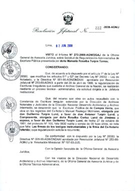 Resolución Jefatural N° 222-2008-AGN/J