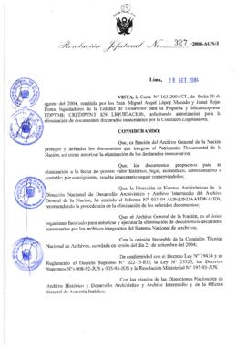 Resolución Jefatural N° 327-2004-AGN/J