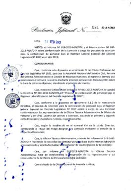 Resolución Jefatural N° 081-2013-AGN/J