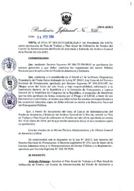 Resolución Jefatural N° 030-2014-AGN/J