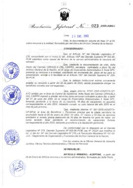 Resolución Jefatural N° 023-2005-AGN/J