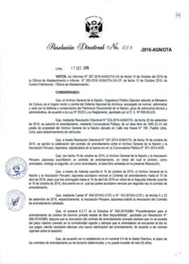 Resolución Directoral N° 037-2016-AGN/OTA