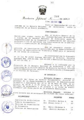 Resolución Jefatural N° 069-1996/AGN/J