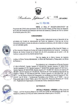 Resolución Jefatural N° 038-2015-AGN/J