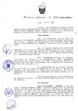 Resolución Jefatural N° 408-2000/AGN/J