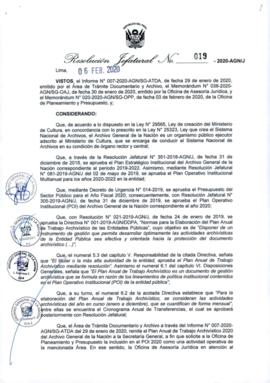 Resolución Jefatural N° 019-2020-AGN/J