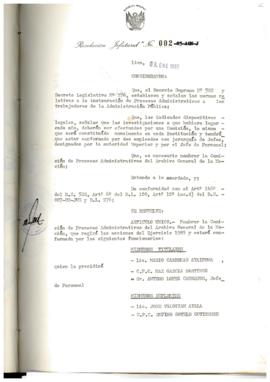 Resolución Jefatural N° 002-1985/AGN/J