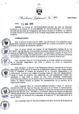 Resolución Jefatural N° 063-2019-AGN/J