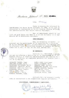Resolución Jefatural N° 015-1987/AGN/J