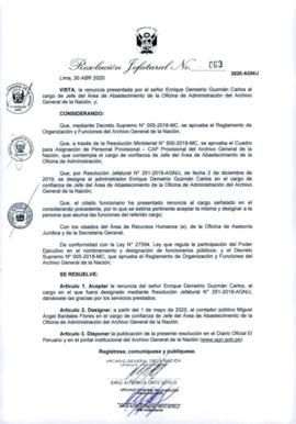 Resolución Jefatural N° 063-2020-AGN/J