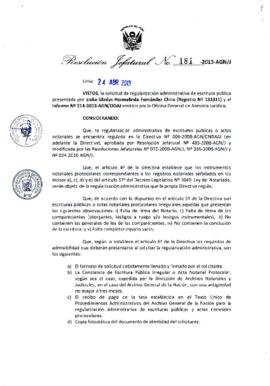Resolución Jefatural N° 181-2013-AGN/J