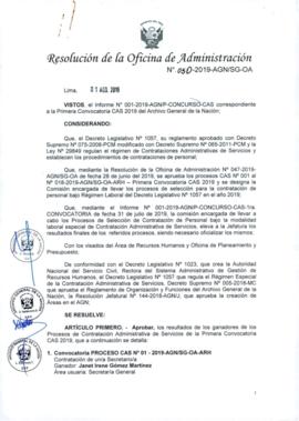 Resolución de la Oficina de Administración N° 050-2019-AGN/SG-OA
