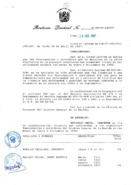 Resolución Directoral N° 004-97-AGN/OTA