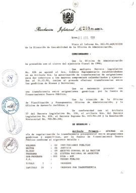 Resolución Jefatural N° 239-1991/AGN/J