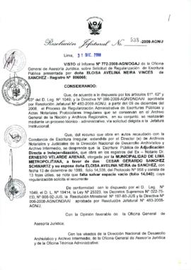 Resolución Jefatural N° 538-2008-AGN/J