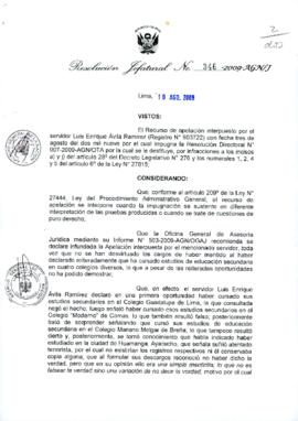 Resolución Jefatural N° 346-2009-AGN/J