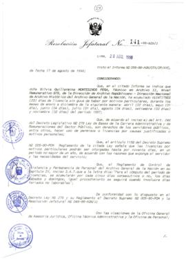 Resolución Jefatural N° 141-1998/AGN/J