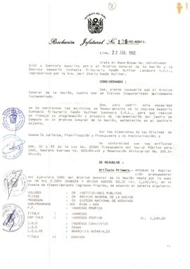 Resolución Jefatural N° 106-1992/AGN/J