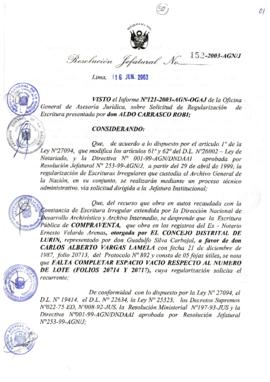 Resolución Jefatural N° 152-2003-AGN/J