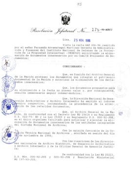 Resolución Jefatural N° 175-1996/AGN/J
