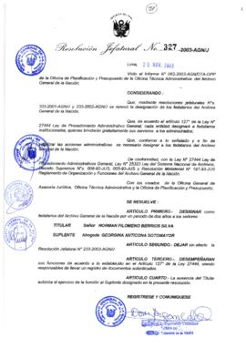 Resolución Jefatural N° 327-2003-AGN/J