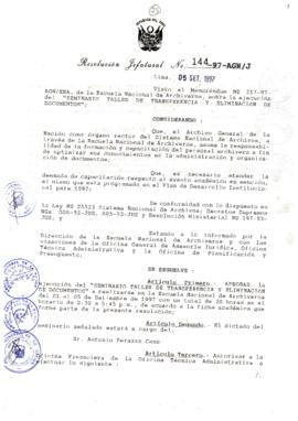 Resolución Jefatural N° 144-1997/AGN/J